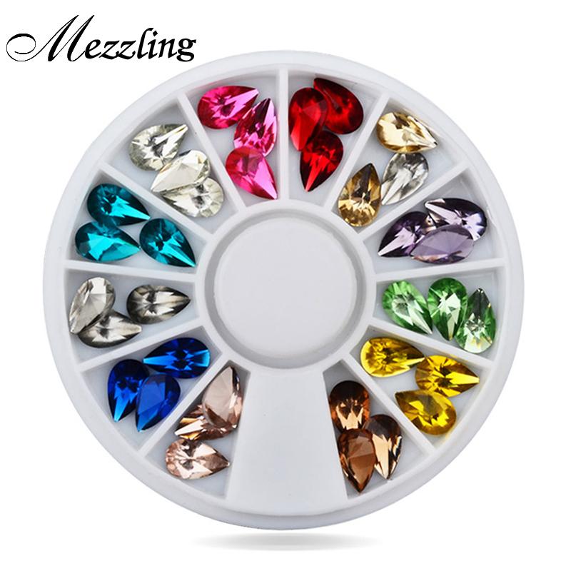 Hot Drop Water Nail Art Decoration Rhinestones 5X8mm 3d Glitter Charm Nail Gem Stones Wheel DIY Nail Jewelry Accessories