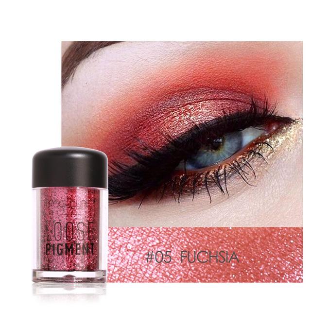 2017 New Makeup Loose Pigment Shadows Eye Mineral Powder Gold Red Metallic Focallure Loose Glitter Eyeshadow Color Makeup