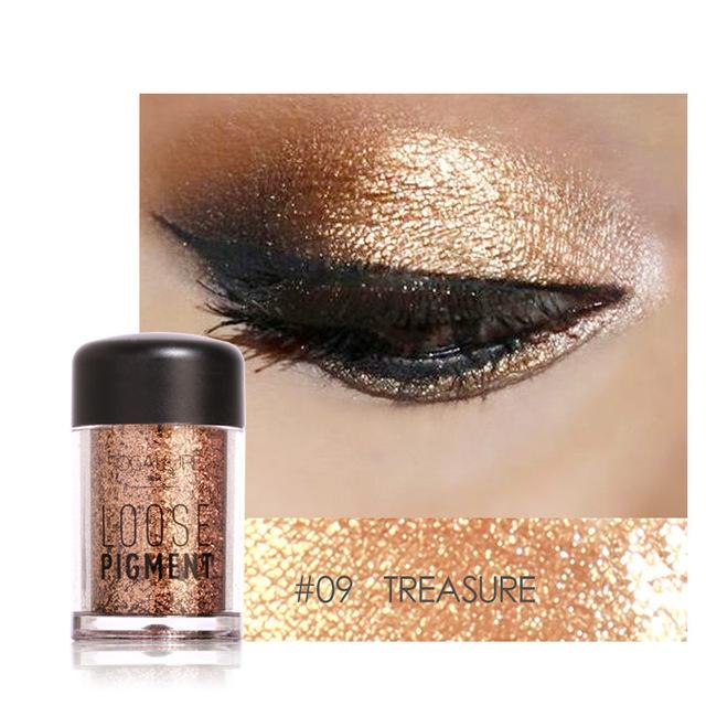 2017 New Makeup Loose Pigment Shadows Eye Mineral Powder Gold Red Metallic Focallure Loose Glitter Eyeshadow Color Makeup