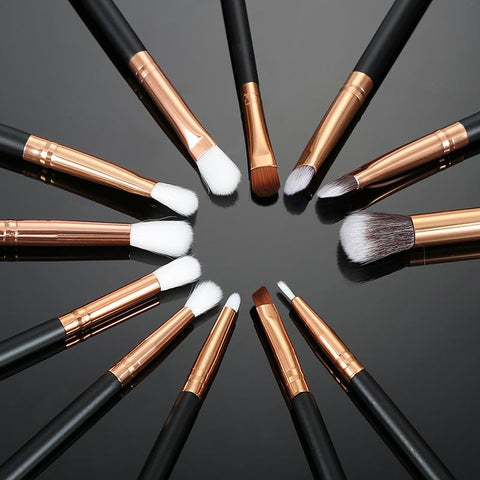 LEARNEVER 12pcs Pro Makeup Brushes Set Foundation Powder Eyeshadow Eyeliner Lip Brush Tools Eyeshadow Set Highlighter Brushes