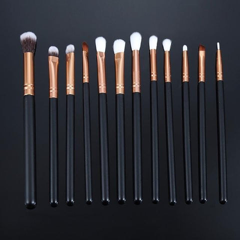 LEARNEVER 12pcs Pro Makeup Brushes Set Foundation Powder Eyeshadow Eyeliner Lip Brush Tools Eyeshadow Set Highlighter Brushes