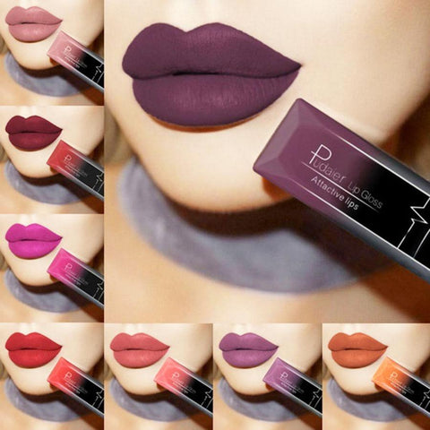 PUDAIER Waterproof Nude Matte Velvet Glossy Lip Gloss Lipstick Lip Balm Sexy Red Lip Tint 21 Colors Women Fashion Makeup Gift