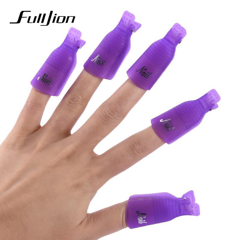 Fulljion 10pcs/set Nail Clips Gel Polish Remover Nail Art Soakers UV Degreaser Polish Remover Tool Plastic Clips Soak Off Caps