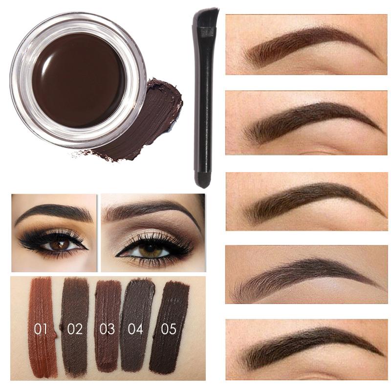 Professional Eye Brow Tint Makeup Tool Kit Waterproof High Brow 5 Color Pigment Black Brown Henna Eyebrow Gel With Brow Brush