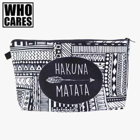 HAKUNA MATATA Portable Type Make up Bags Cosmetic Case Maleta de Maquiagem Bags Storage Travel Makeup Bag Brand Pencil case