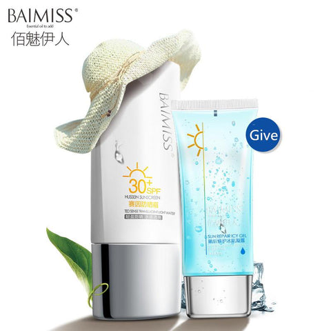 BAIMISS Facial Sunscreen SPF30+ After Sun Icy Repair Gel Face Cream Skin Whitening Cream Face Care Body Care