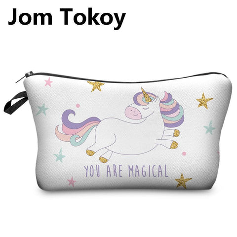 Jom Tokoy 3D Printing Unicorn Makeup Bags Multicolor Pattern Cute Cosmetics Pouchs For Travel Ladies Pouch Women Cosmetic Bag