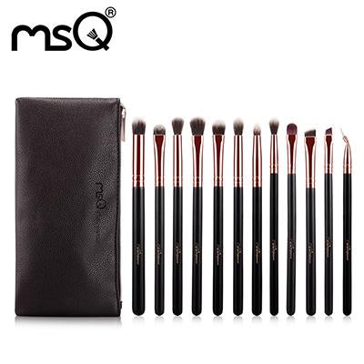 MSQ 12pcs Eyeshadow Makeup Brushes Set Pro Rose Gold Eye Shadow Blending Make Up Brushes Soft Synthetic Hair For Beauty