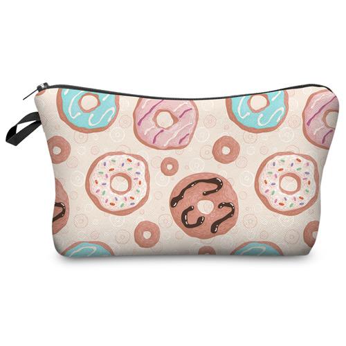 Donut Light Pink Mint Doodle 3D Print Cosmetic Bag Women Makeup Organizer 2017 Who Cares Cosmetic Case Travel Storage Neceser