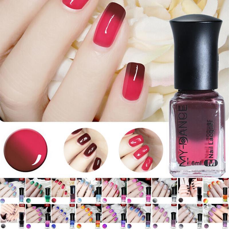 New 1PC 18 Colors 6ml Thermal Nail Polish Peel Off Temperature Color Changing Varnish Nail Art Polishing Gel