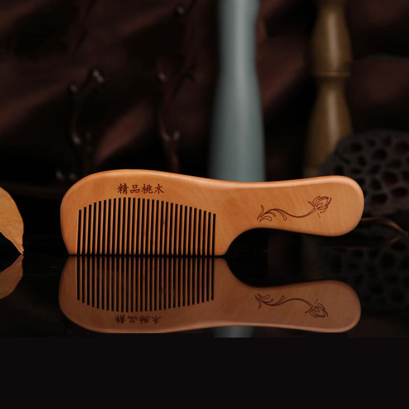 Anti-static Head Sandalwood Wooden Combs Popular Natural Health Care Hair Comb Hairbrush With Handle Massager P20