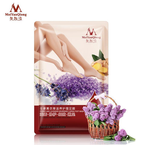 Remove Dead Skin Exfoliating Foot Mask Ginger and Lavender Nourished Caring Foot Care Mask Peeling Cuticles Heel Feet Care Cream