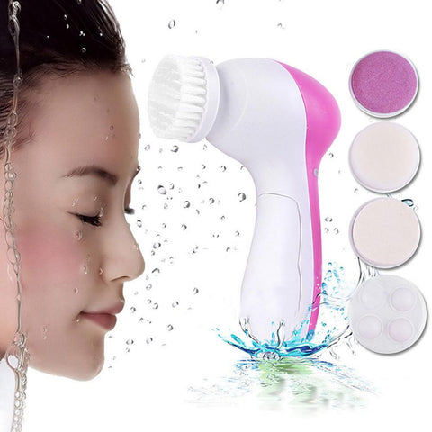 New 5 In 1 Electric Face Scrub Clean Body Face Skin Care Wash Brush Cleansing Cleaner Facial Cleanser SPA Beauty Relief Massager