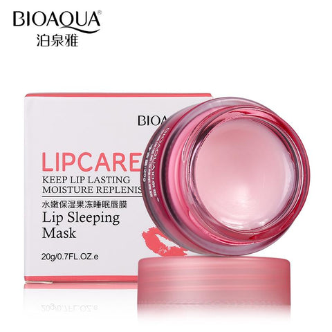 BIOAQUA Strawberry Lip Sleeping Mask Exfoliator Lips Balm Moisturizer Nourish Lip Plumper Enhancer Vitamin Skin Care Night Cream