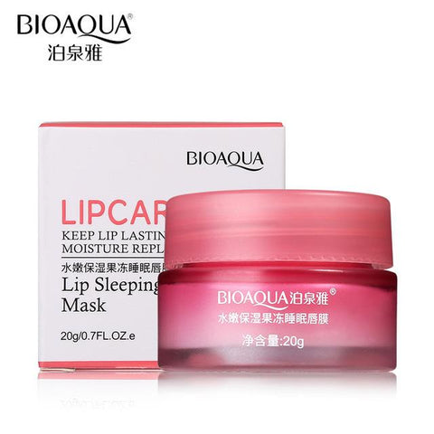 BIOAQUA Strawberry Lip Sleeping Mask Exfoliator Lips Balm Moisturizer Nourish Lip Plumper Enhancer Vitamin Skin Care Night Cream