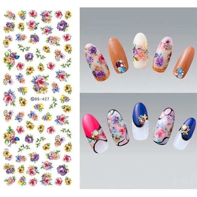 Flower Series Nail Water Decal Stickers Sakura Daisy Lavender Floral Pattern Transfer Sticker Manicure Nail Art Decoration