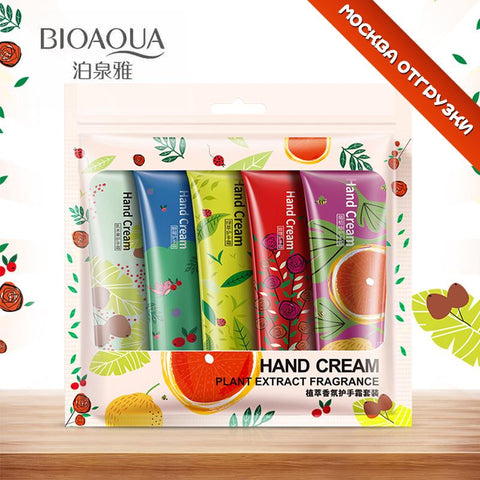 5 pcs/lot BIOAQUA Plant flavor Hand Cream Set Moisturizing Hydra Moisturizing Nourishing Anti-chapping Whitening skin care set