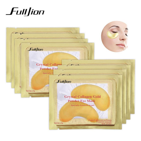 Fulljion Natural Crystal Collagen Golden Eye Mask Anti-Aging Face Care Sleeping Eye Patches Eliminates Dark Circles Fine Lines