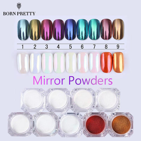 BORN PRETTY Mirror Nail Glitter Pigment Powder 1g Gold Blue Purple Dust Manicure Nail Art Glitter Chrome Powder Decorations