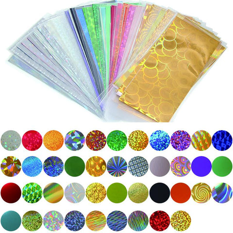 42 Sheets 35cm*4cm Mix Color Nail Transfer Foils, Full Cover Nails Sticker Art For DIY, Glitter 3D Nail Art Decorations WY345